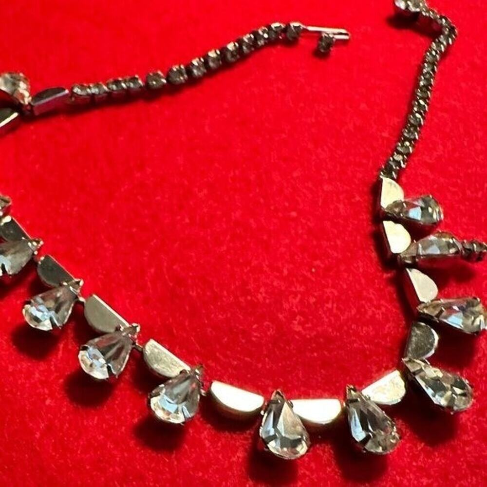 Kramer of New York, Vintage Signed Teardrop Rhinestone, Crystal Necklace